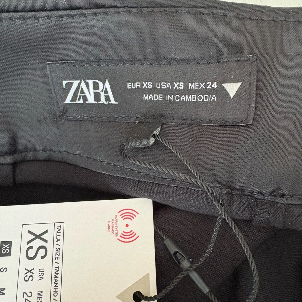 NWT Zara Dress Pants Asymmetrical Waist with Satin Trim Black Size XS - Picture 5 of 9